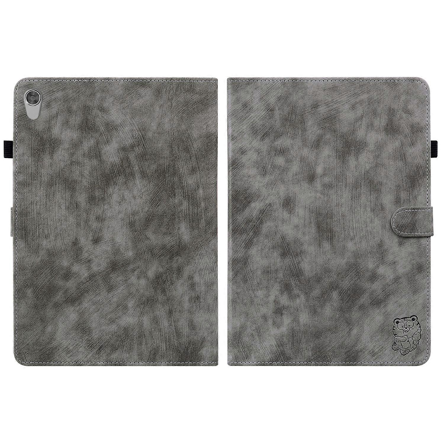Tablet Case For Lenovo Tab M10 HD Gen 2 Tiger Pattern PU Tablet Case(Grey)