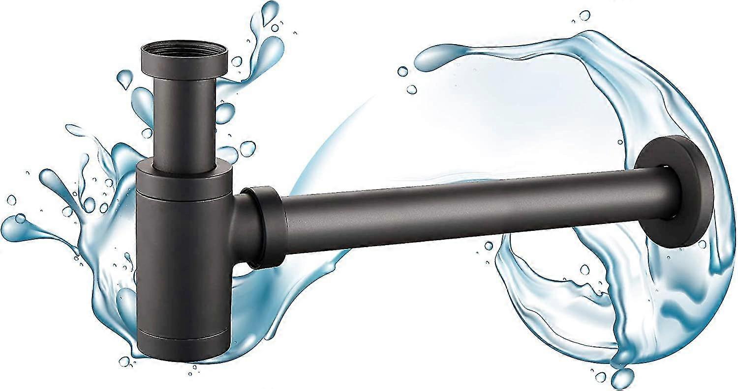 Siphon Sink - Siphon Abflussrohr mit Zylinderform - Einfache Installation - Hergestellt aus Zink lackiert mattschwarz Farbe - Universal Drain Pipe. Qyroadwolf