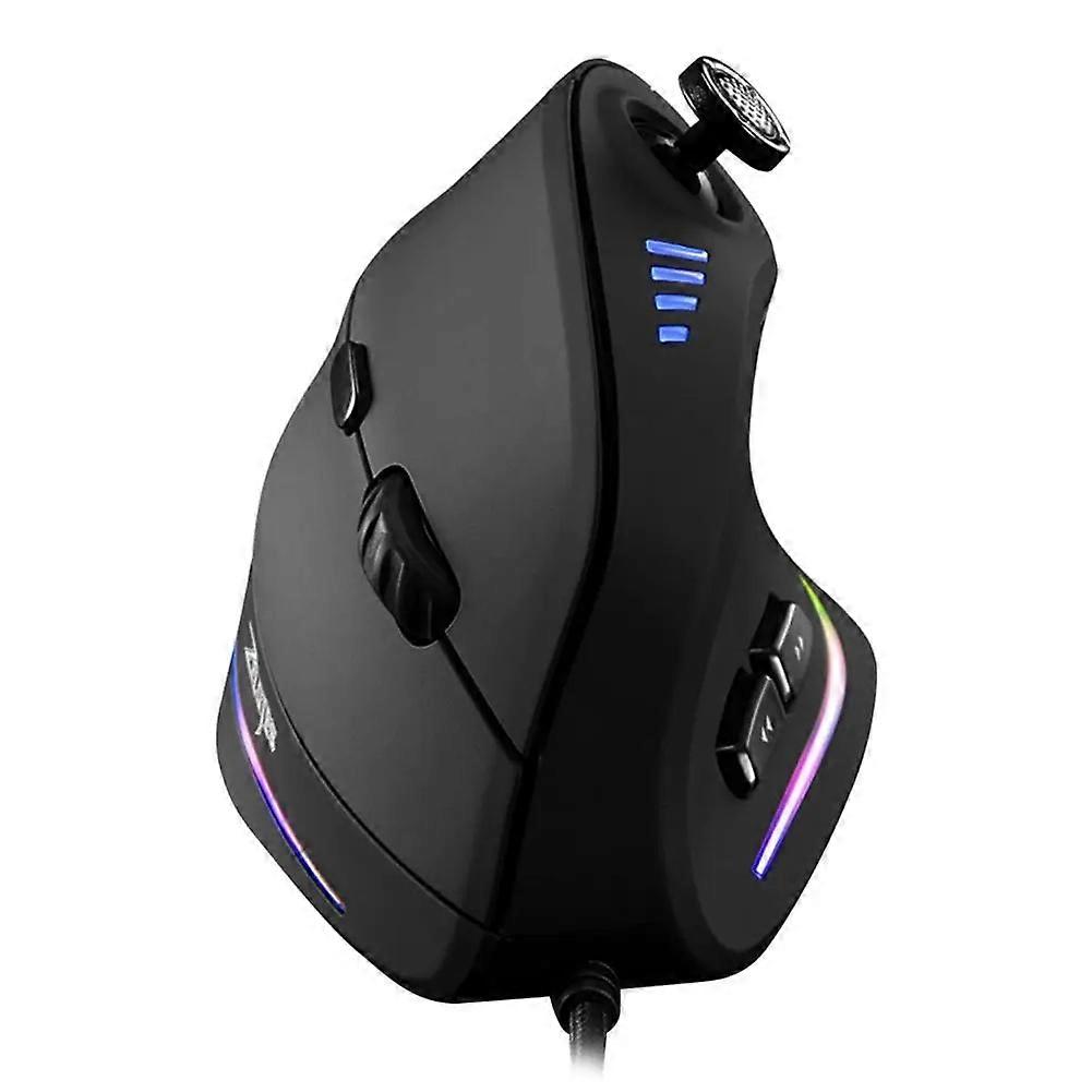 Pour ZELOTES T20 Souris de jeu verticale 3200 DPI 6 boutons Jeux rechargeables Souris 4 vitesses USB filaire RGB Souris optiques pour PC portable Souris et trackballs
