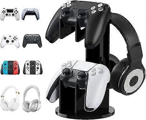 Acrylic universal controller stand and headset stand, 2-in-1 game controller stand, PS4 wireless display stand, transparent desktop display stand