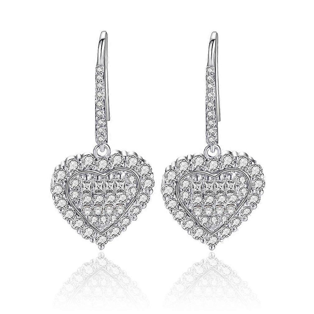Eardrops Peach Heart Zircon Earrings Ear Hook for Daily Use