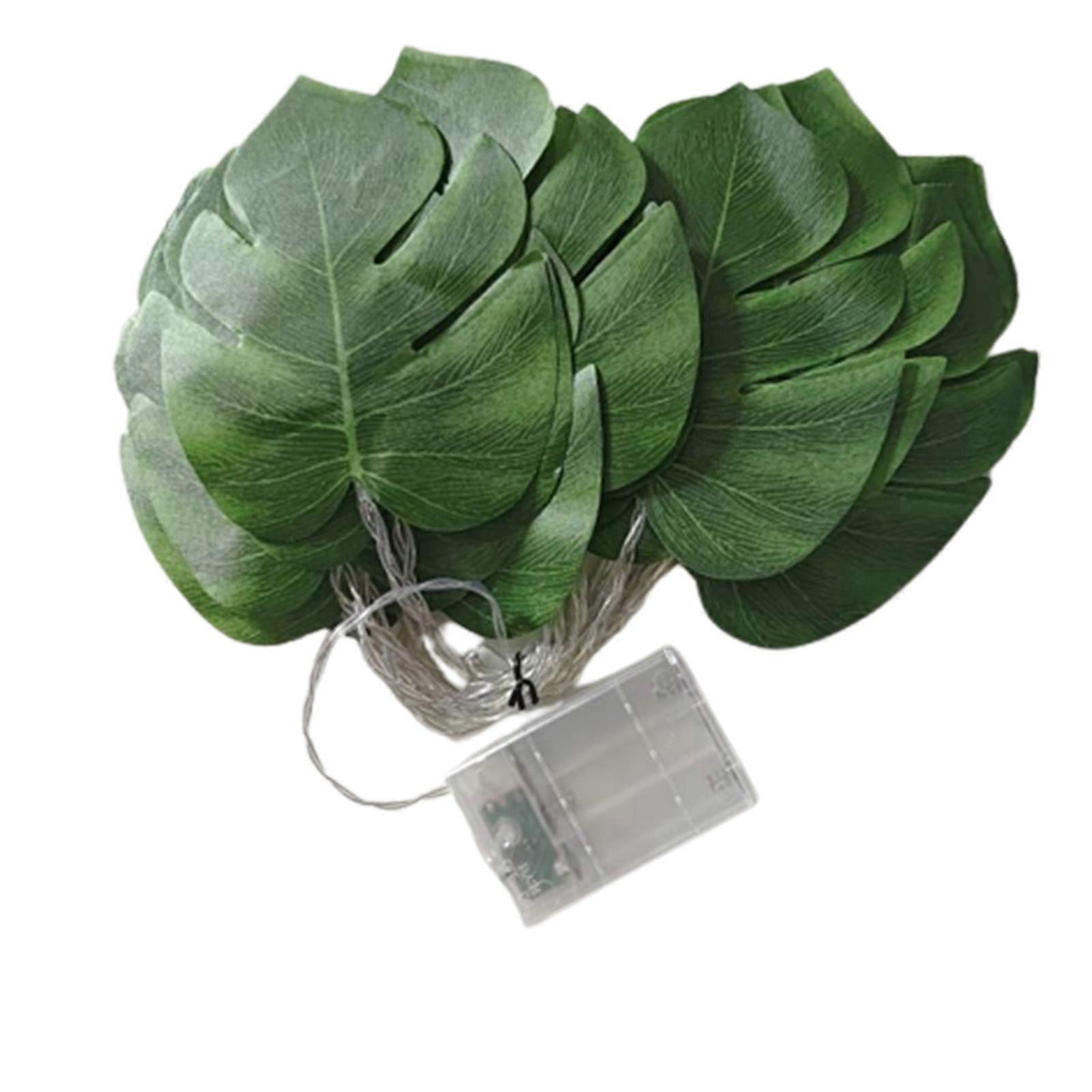 Christmas String Lights 20 LED Tropical Artificial Rattan Palm Leaves Wall Hanging Vines Leaf_c24070197