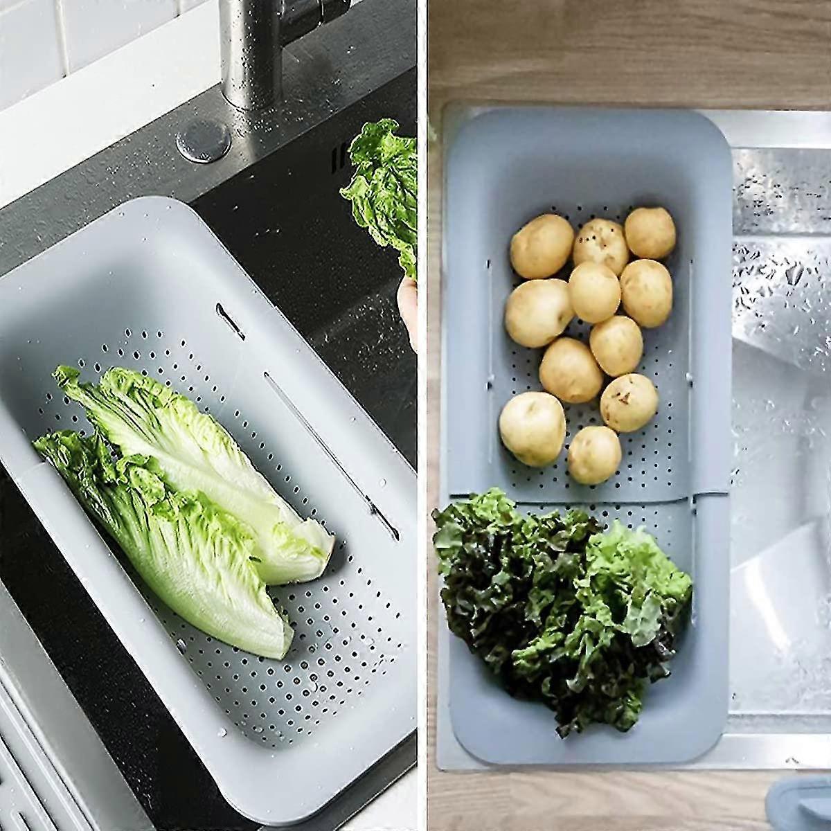 Sink Filter Tray, 2pcs Square Drain Basket Collapsible Kitchen Colander Sink