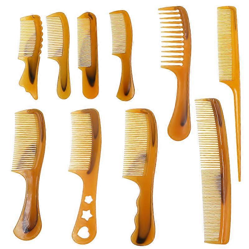 10 piece set of handle hair combs (yellow), wide toothed combs, fine toothed combs, round handle combs, fine tail combs, combs, long and curly hair an