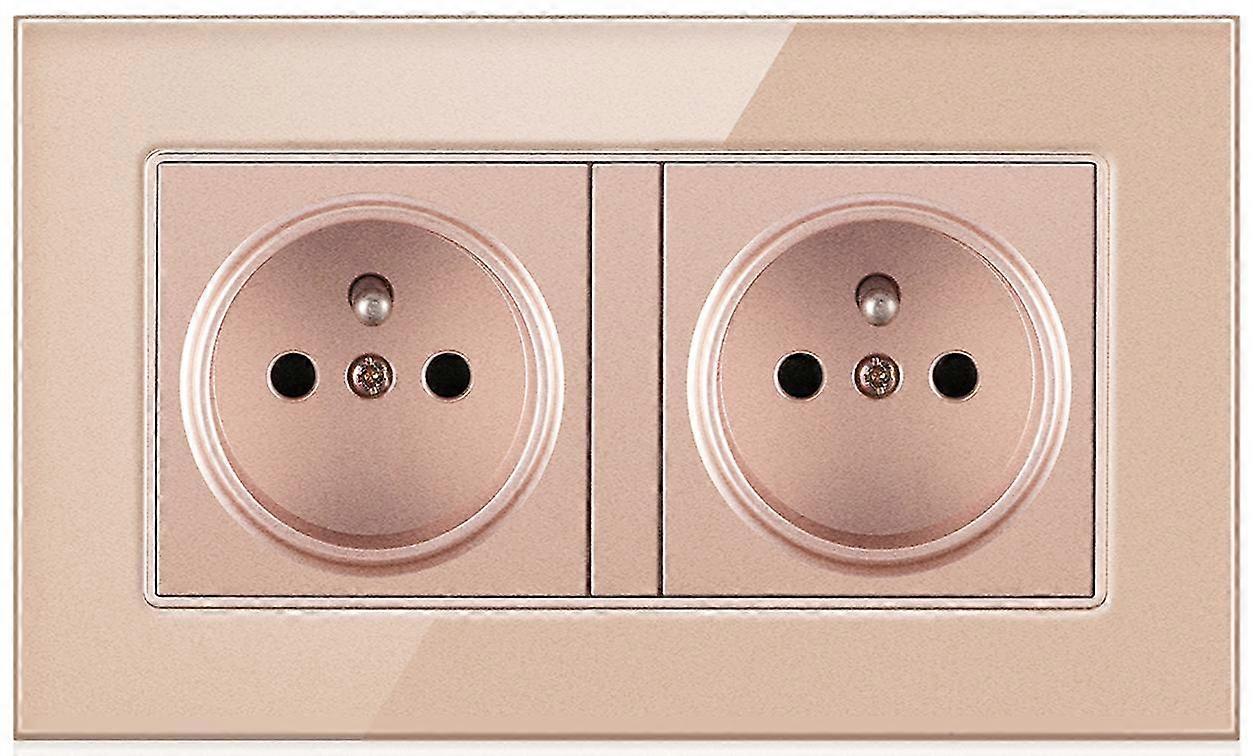 Electrical Outlet Wall Power Double Plug Socket Crystal Glass Panel