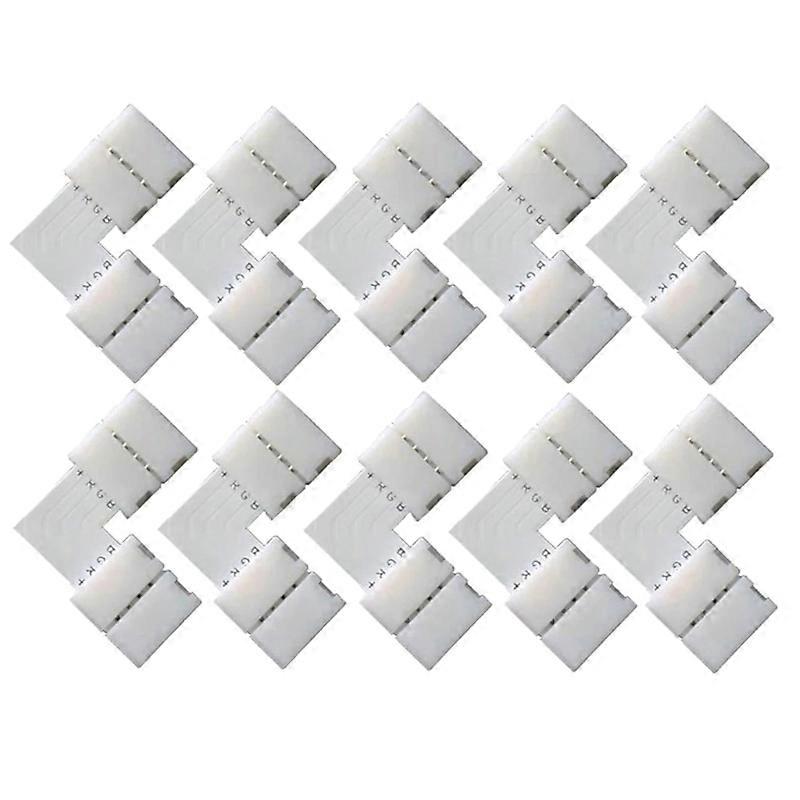 Upgrade L Shape 4Pin LED- Strip Connector RGB- 10Pcs for 10mm 90 Right Angle