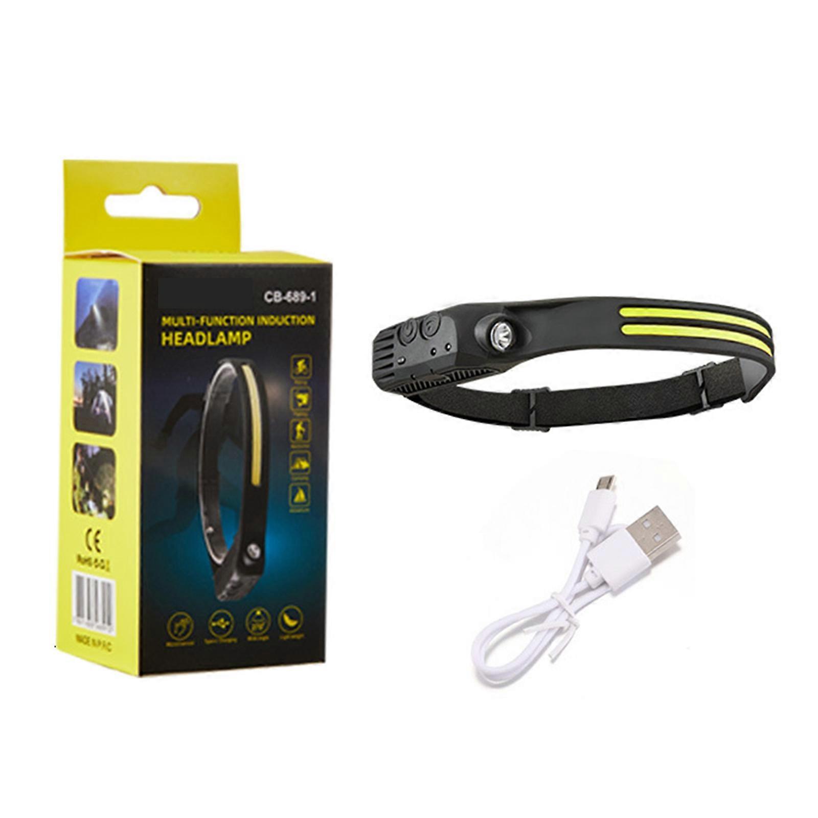 Rechargeable LED Headlamps Motion Sensor COB Strip Wide-Angle Flashlight