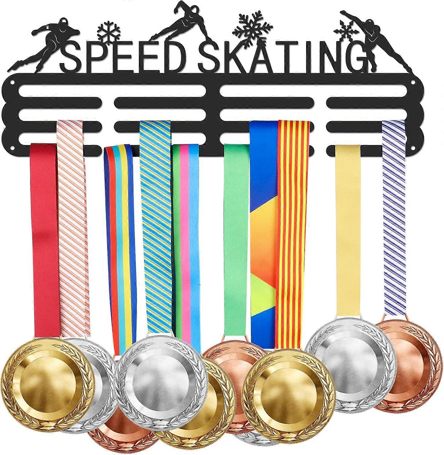 Fashion Iron Medal Hanger Holder Display Wall Rack with Screws Ice Skating Pattern 150x400mm