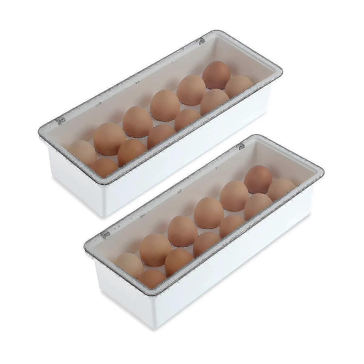 2 Pack Egg Holder For Refrigerator, 12 Grid Plastic Egg Storage Container, Refrigerator Organizer B