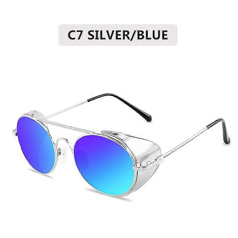 Retro gothic Steampunk Style Round Metal Frame Sunglasses Men Women luxury Brand Designer Shields Lens Sun Glasses Gafas de Sol