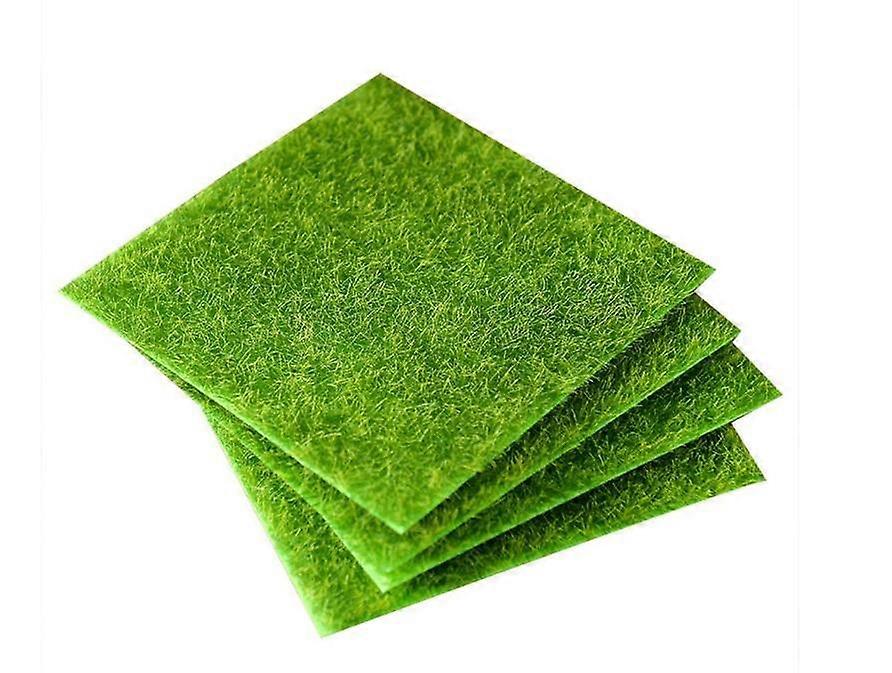 4pcs Life-Like Fairy Artificial Grass Mat Grass Lawn Miniature Ornament
