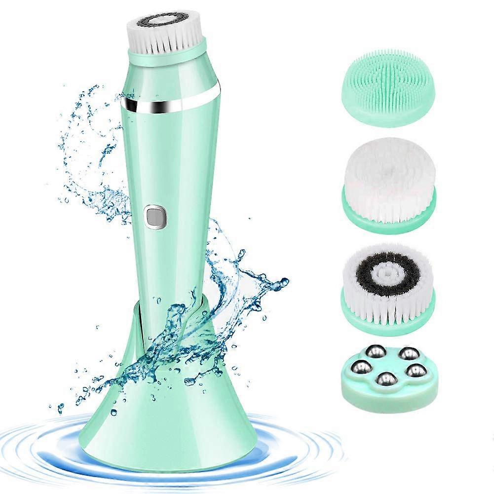 Facial Cleansing Brush 4 in 1 Waterproof Electric Face Brush Two-Way Rotation 3 Speeds USB Rechargeable Facial Cleanser for Deep Cleansing Gentle Exfo