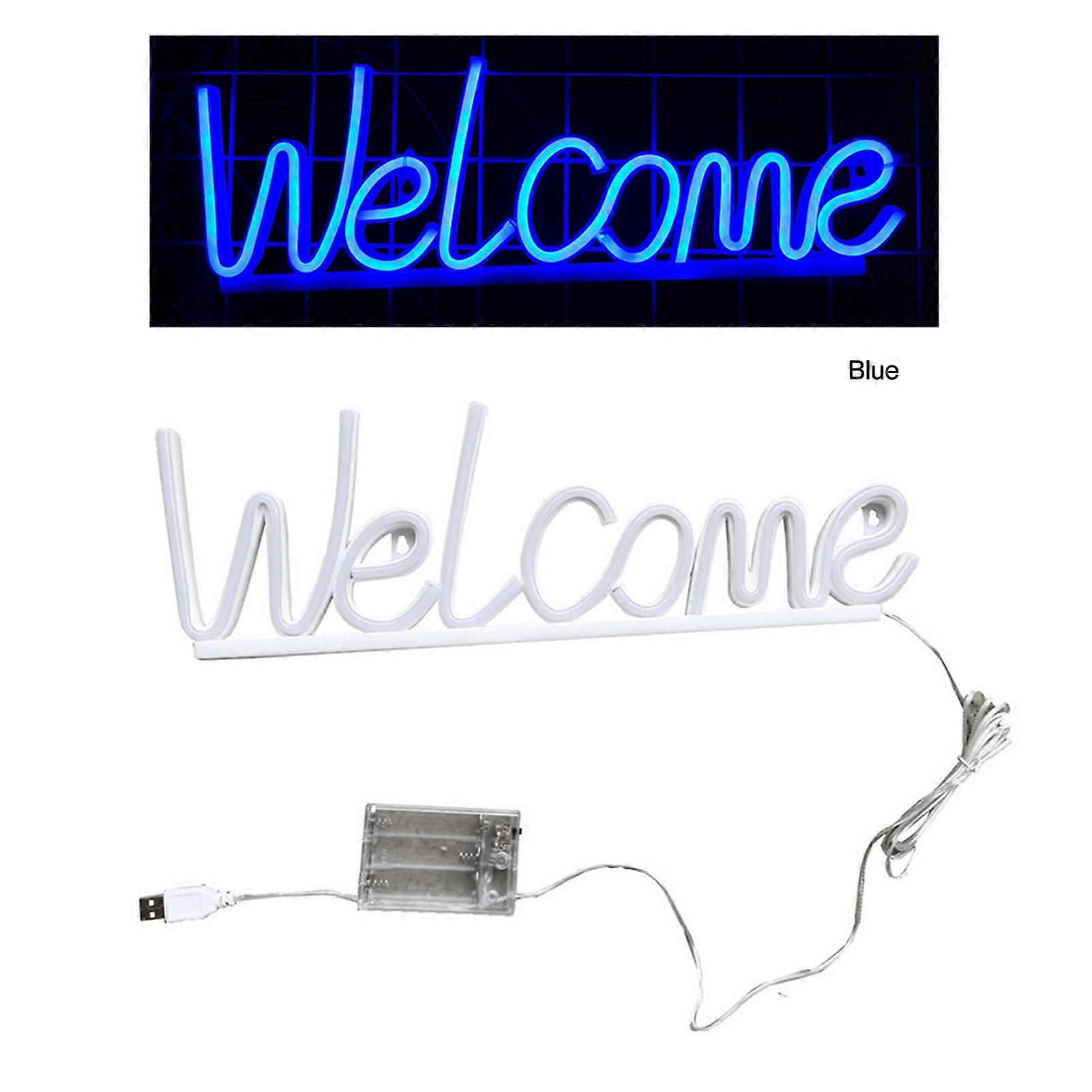 Welcome Neon Sign LED Lamp Battery Powered Creative Shape Flicker Free Decorative Bedside Neon Sign Light Ornament QingHai