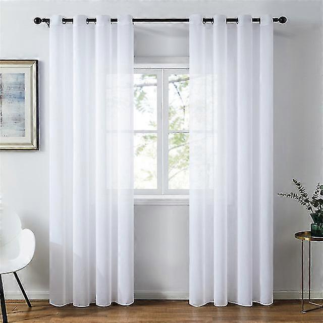 solid Chiffon Sheer Curtains For Living Room Bedroom