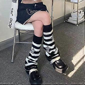 Y2k Goth Lolita Bacak Çizgili Isıtıcılar Japon Kadınlar Gotik Uzun