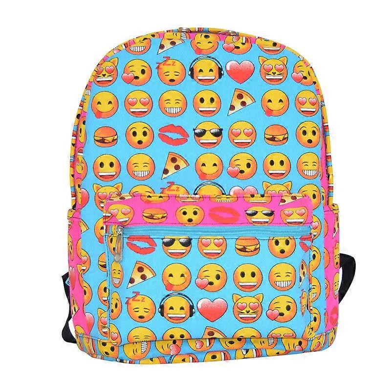 Smiley face emoticon backpack primary and middle school students smiling face school bag canvas backpack