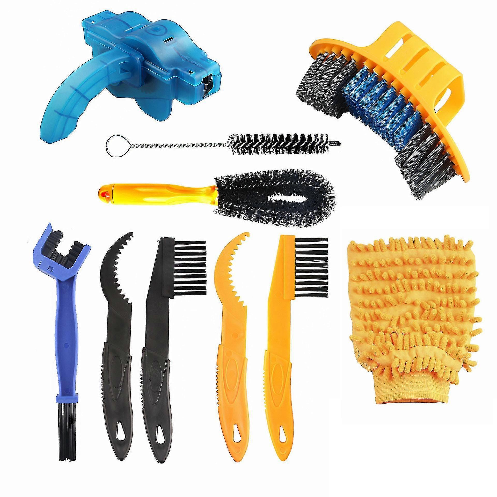 10pcs Bicycle Chain Cleaning Kit Bicycle Maintenance Cleaning Brush Tools
