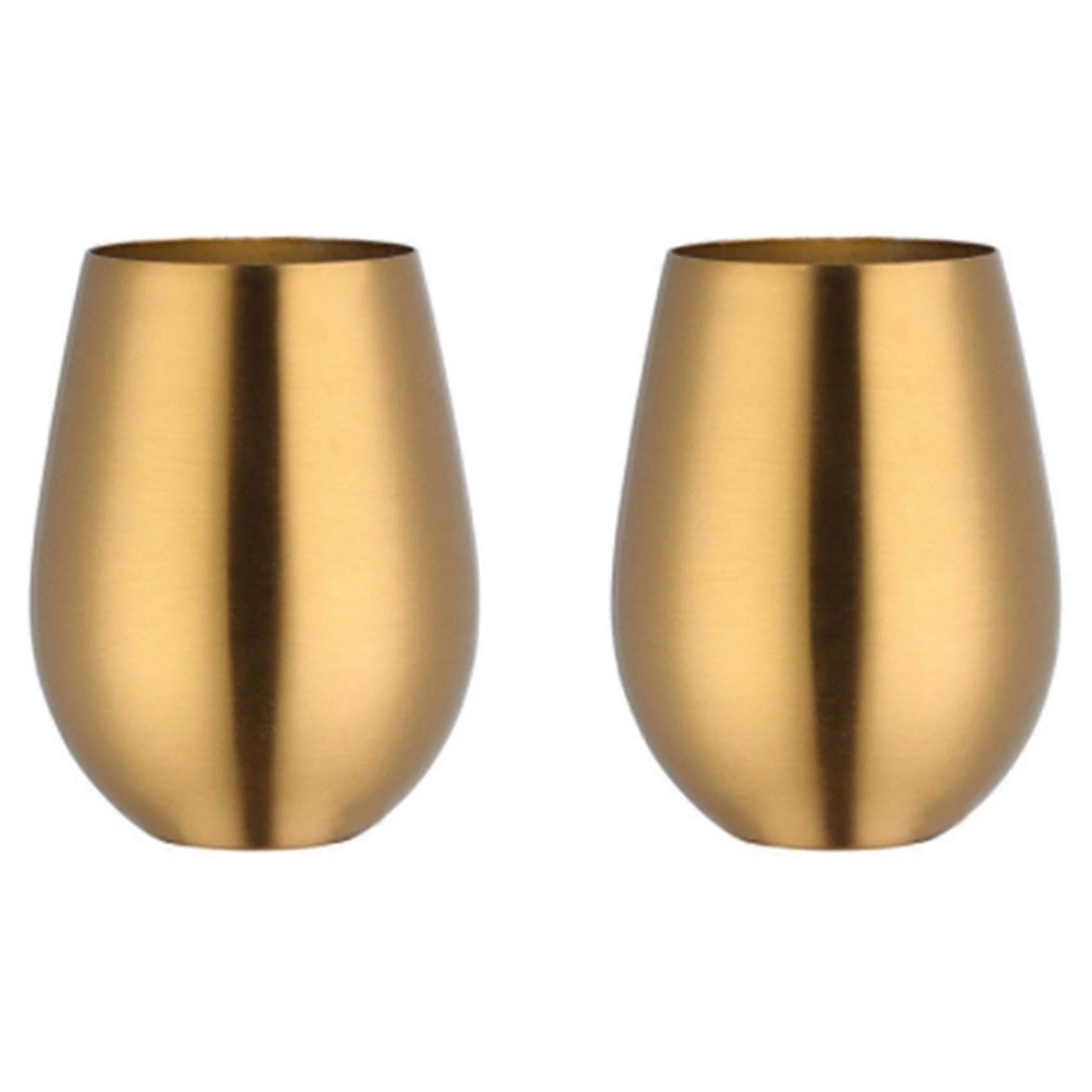 2x 500ml Beer Wine Cup Beer Tumbler Cocktail Juice Milk Cup Metal Drinking Mug Gold
