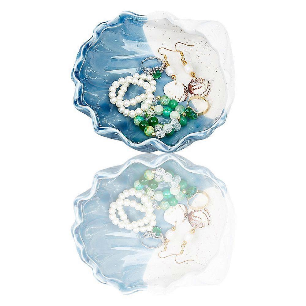 Ocean Style Porcelain Storage Jar with Lid Storage Containers for Tea Coffee Jewelry Shell Shape 148x137x58.5mm Inner Diameter: 111x119mm