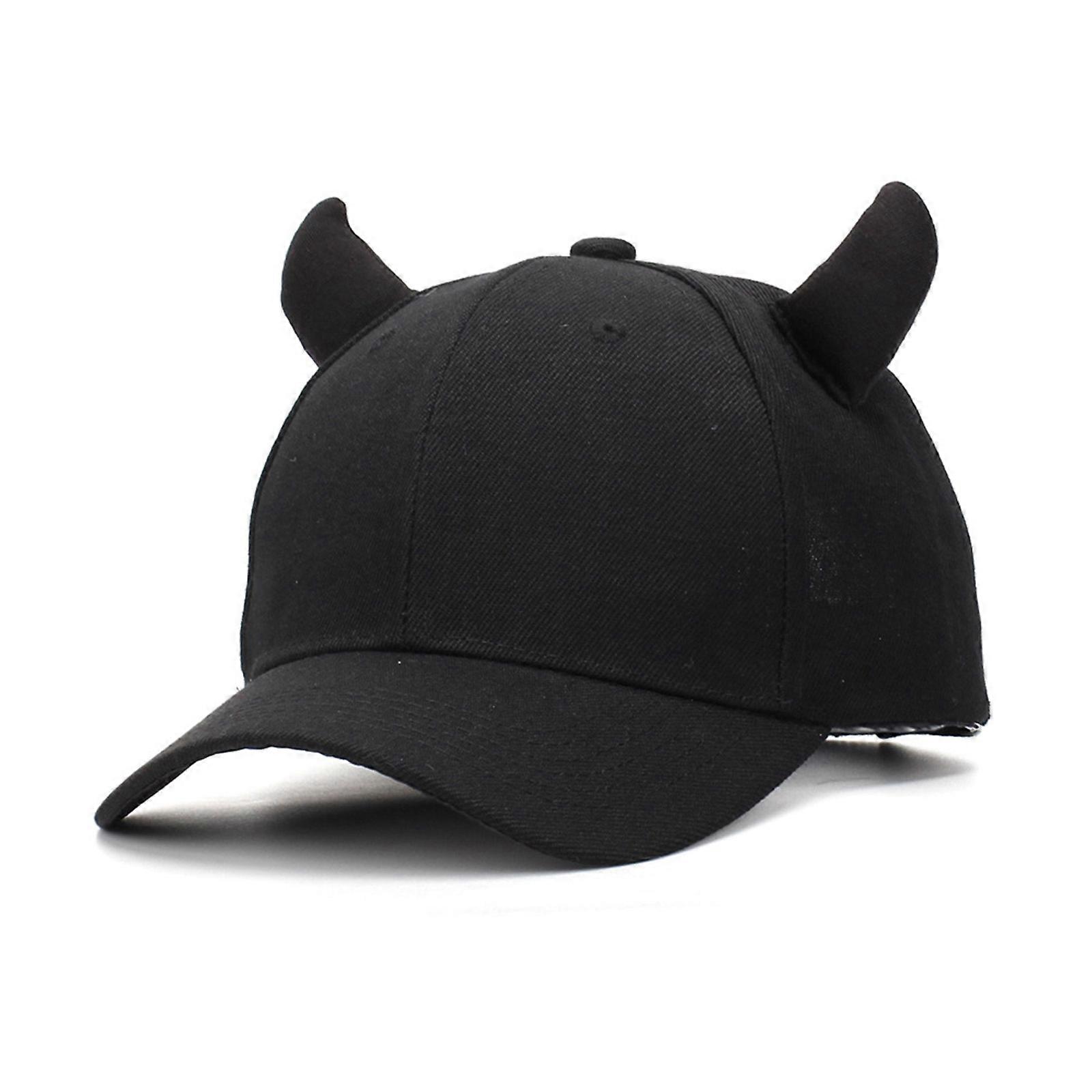 Harajuku Sun Hat με κέρατο διαβόλου Καπέλα μπέιζμπολ Ρυθμίστε το μέγεθος του κεφαλιού Sun Hat Ποδηλασία Αναρρίχηση Καπέλο ταξιδιού για κορίτσι γυναίκα μαύρο