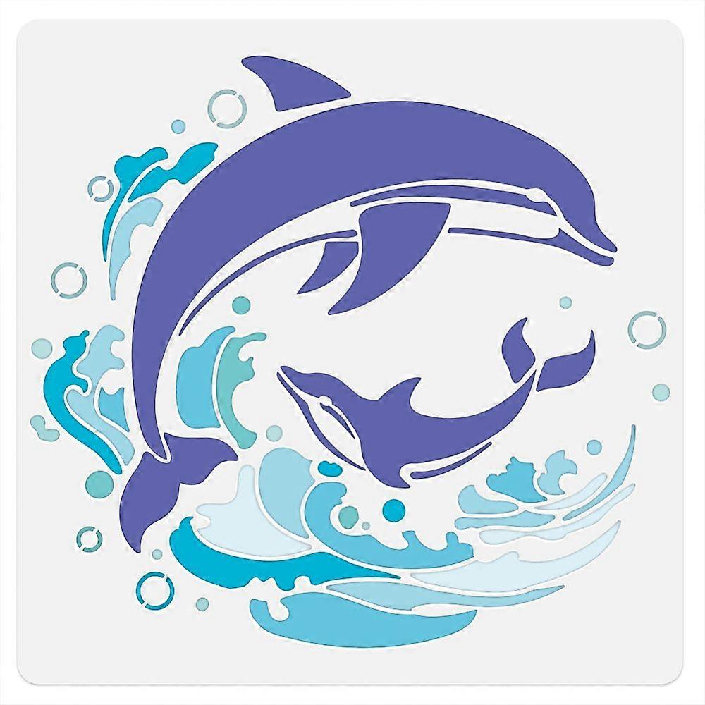 1pc PET Hollow Out Drawing Painting Stencils for DIY Scrapbook Photo Album Dolphin 300x300mm