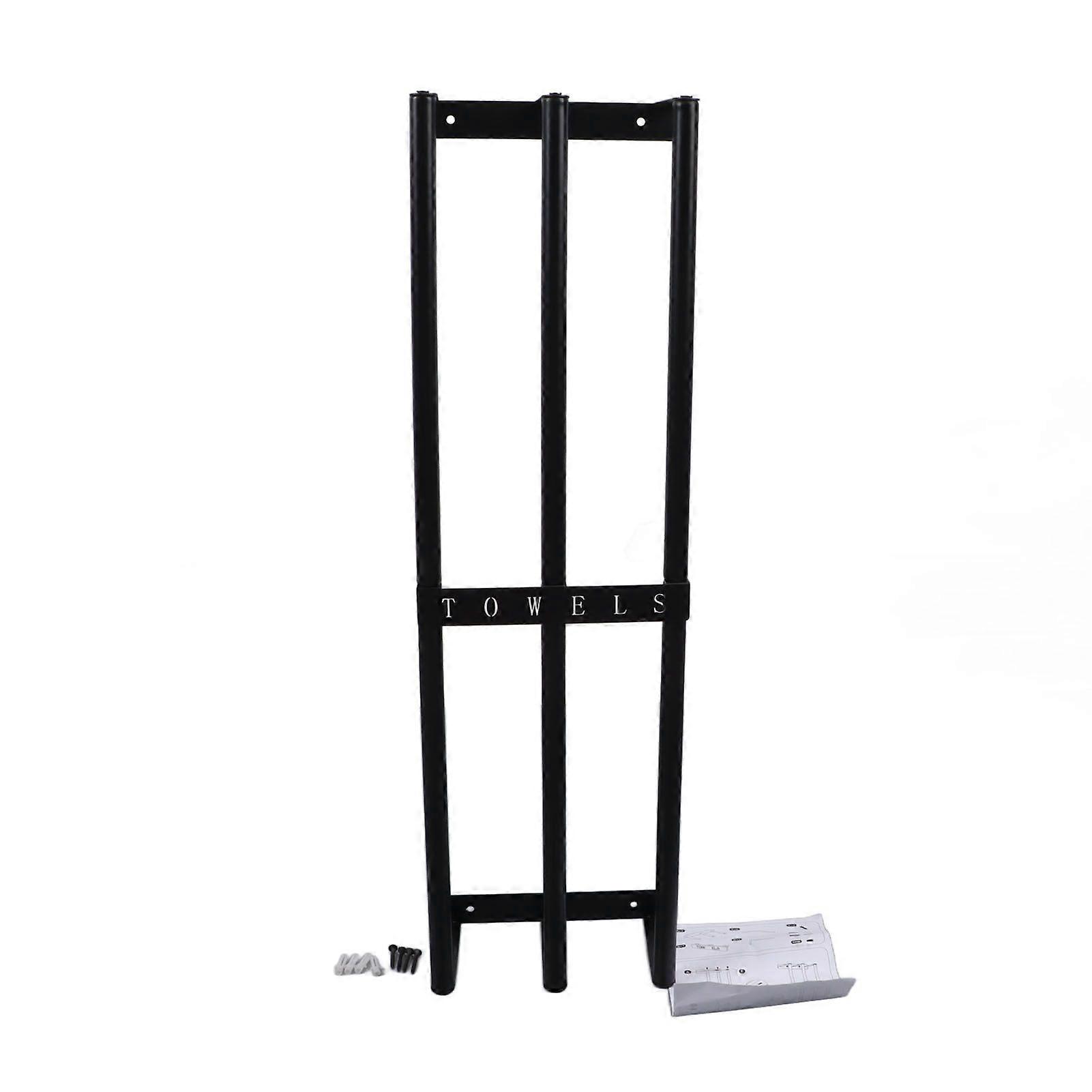 Towel Storage Rack Wall Mounted Black Iron Alloy 3 Bar Rolled Towel Holder for Bathroom
