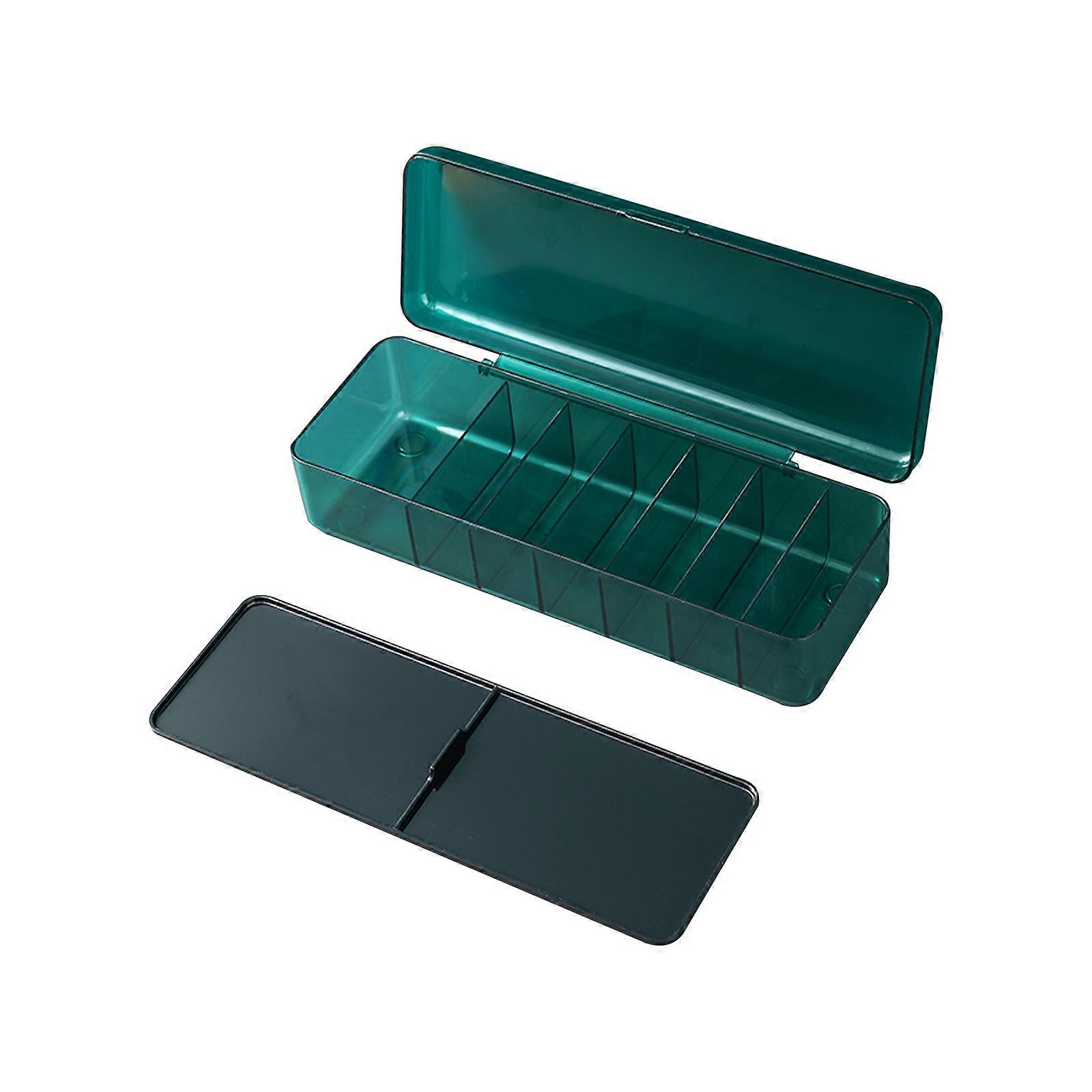 Cable Organizer Box Storage Desktop Data Cable Cord Storage Box Plastic Cable Management Box with lid(green)