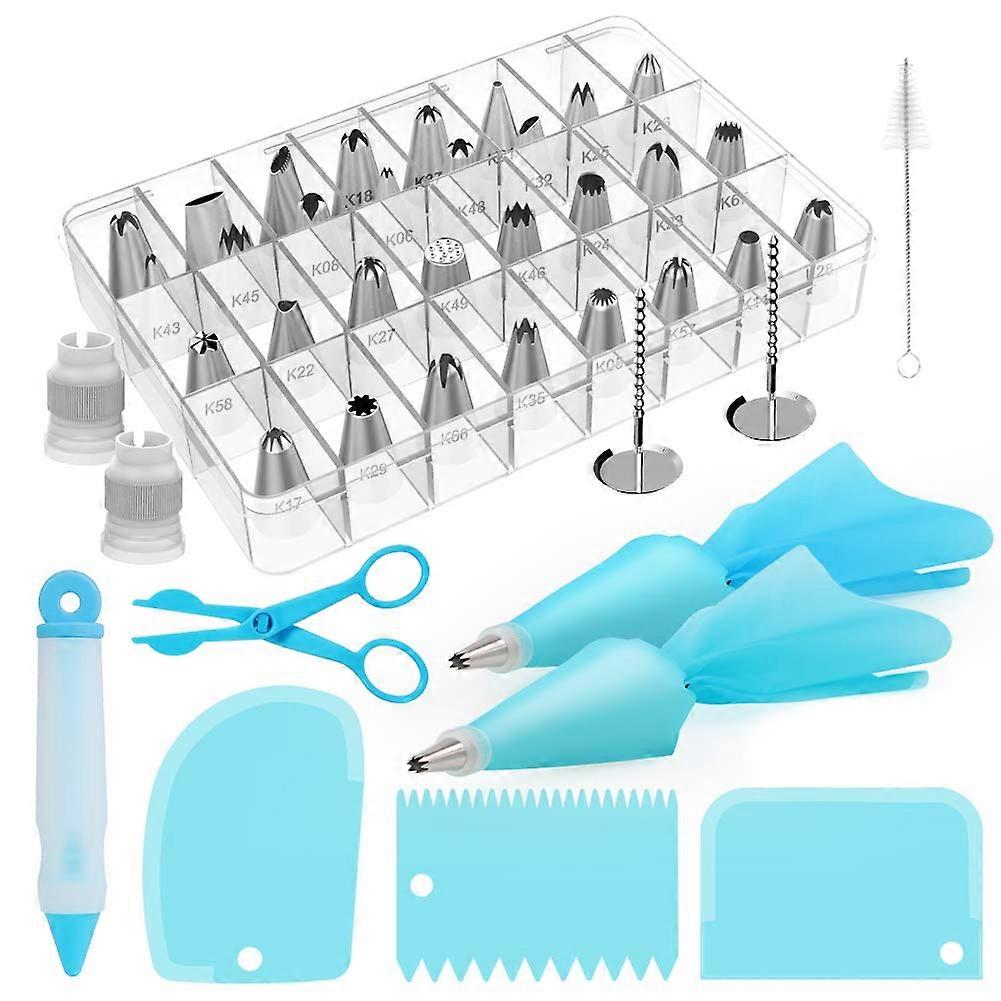 42 Pcs Piping Bags and Tips Set for Cake Decorating, Reusable Silicone, 12 Inch, Compatible with Standard Tips