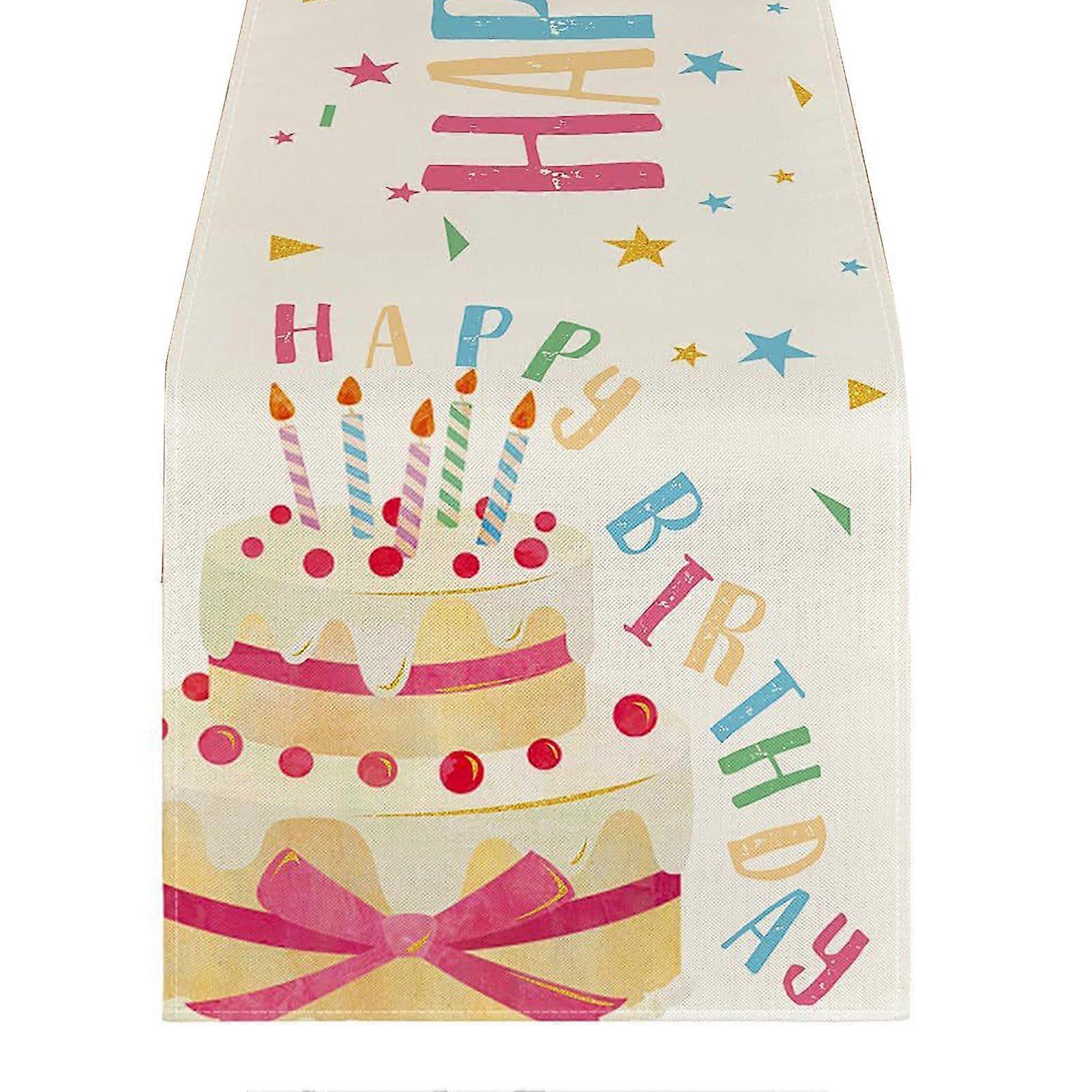 Happy Birthday Table Runner Balloon Confetti Print Protects Table from Heat And Scratches Reusable Table Protection Decoration Birthday Party Table Fl