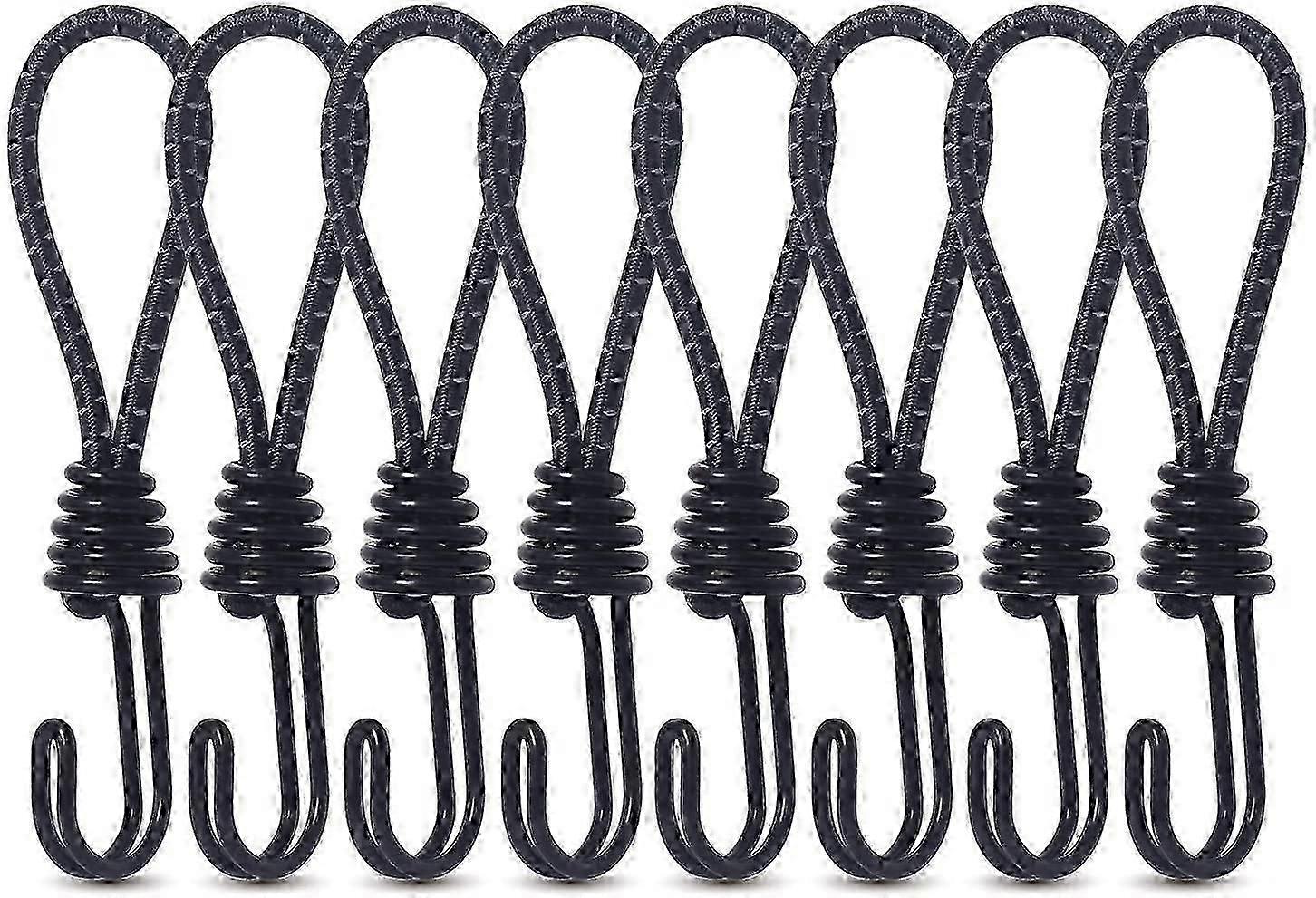 8PCS 8mm Bungee Cord Hooks Black Anti-Rust Paint Spiral Wire Hooks (Yellow)