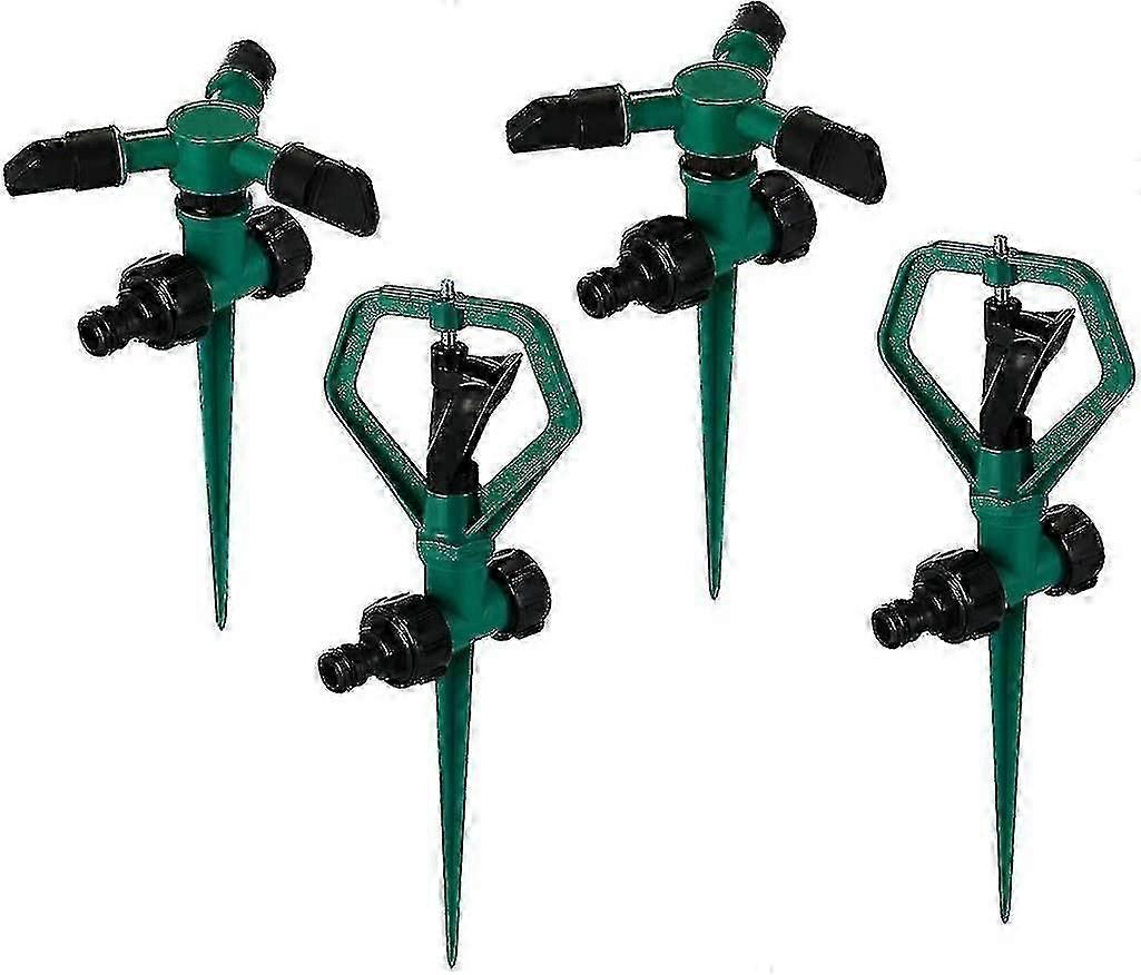 Lawn Sprinkler, 4pcs Automatic 360 Rotating Adjable En Sprinklers Lawn Irrigat System With Leak- Durable For En Yard K