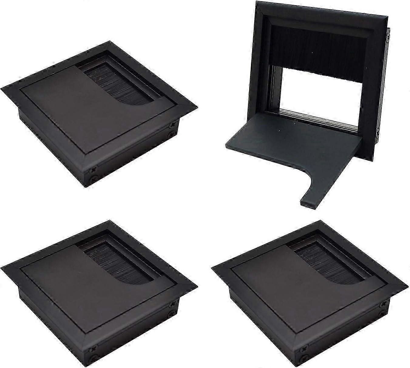 Wire - passing box, Square - shaped with Brush Strip Design, Flip - open Cover for Easy Cable Management, Ideal for Desk and Tabletop Use