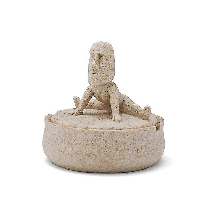 Ashtray, Easter Island stone ashtray creative, ashtray with lid