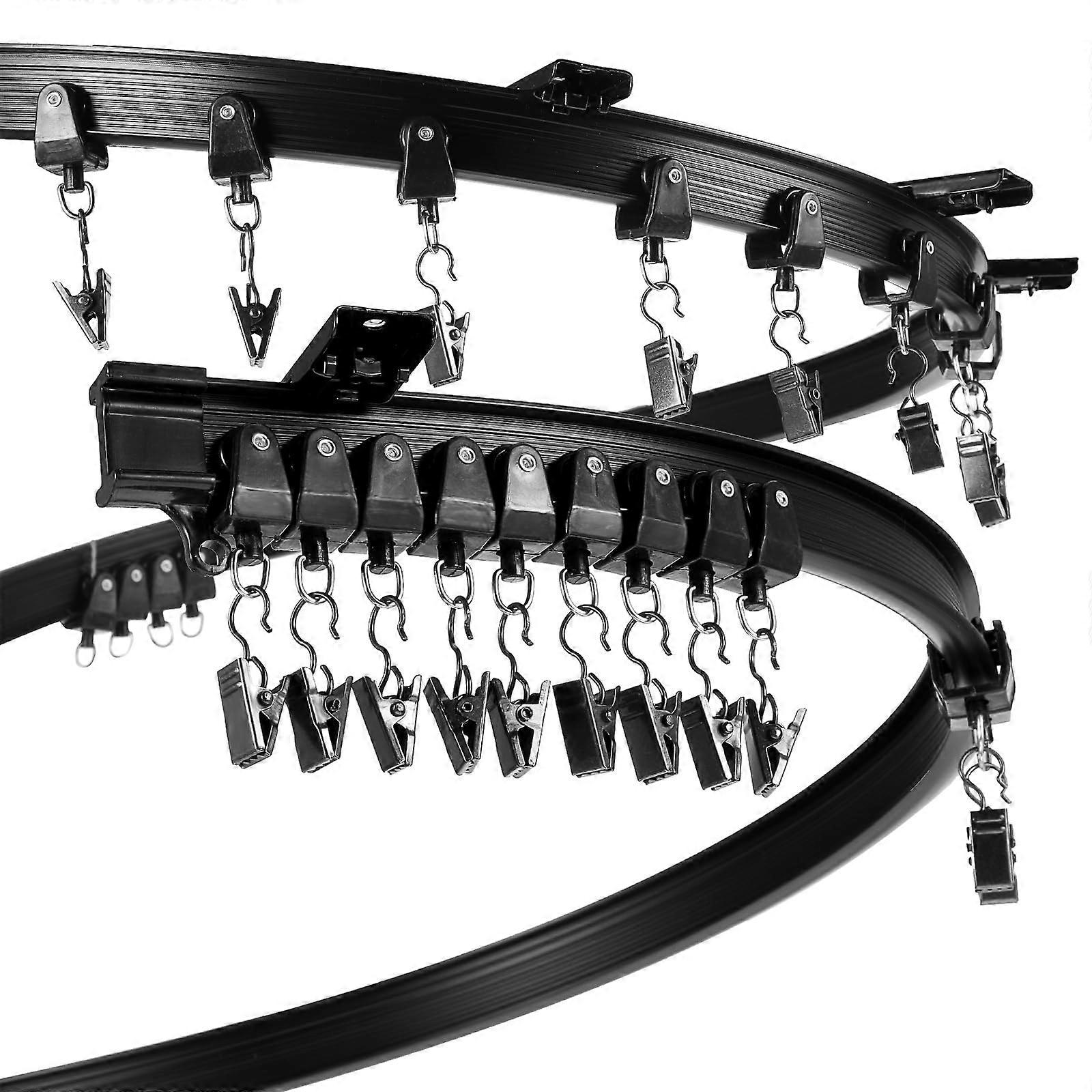 1 Set Flexible Bendable Black Ceiling Curtain Track for RV Bay Window 16.4Ft