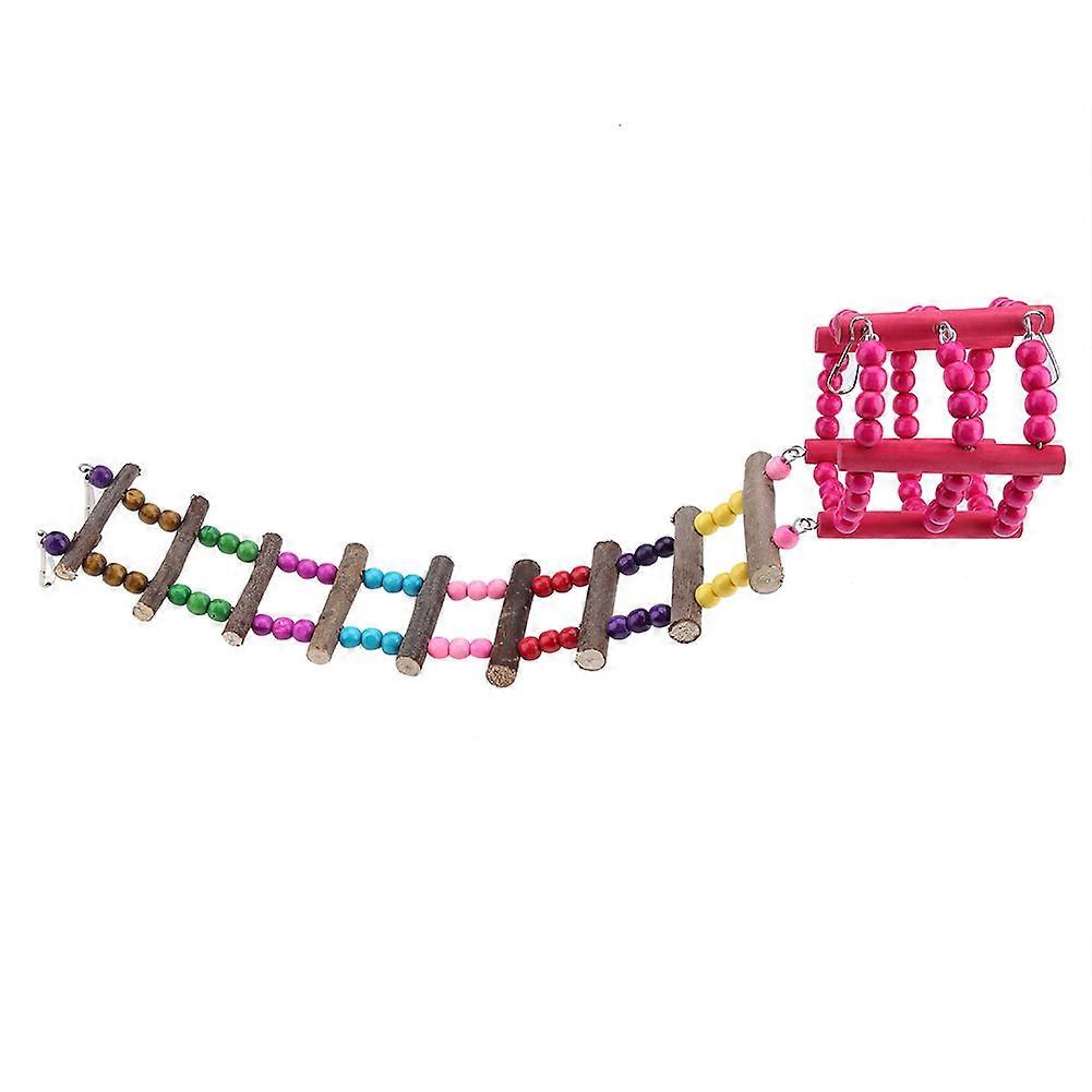 Parrot Hamster Sugar Glider Climbing Ladder Wooden Swing Drawbridge Toy for Small Pets - Durable Training Accessory