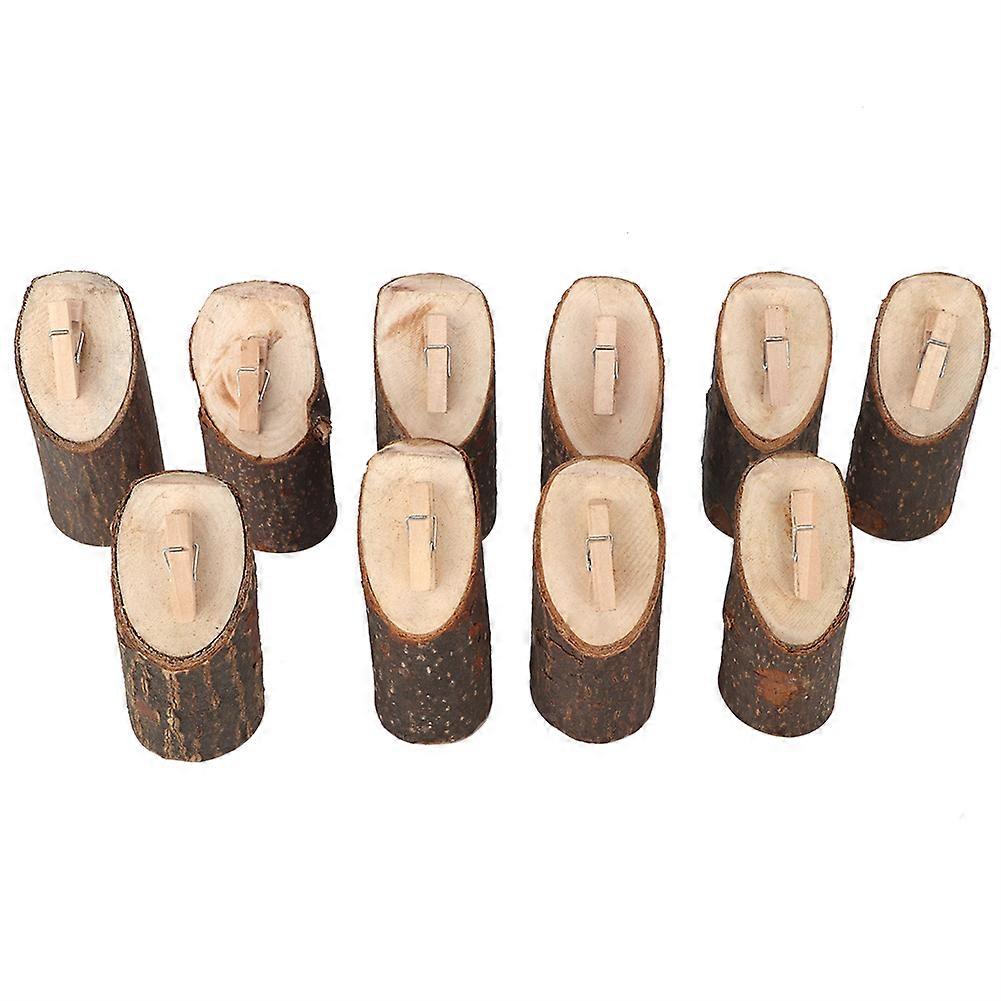 10Pcs Stump Shape Place Card Holder Stand Number Table Clip Card Holder 2#