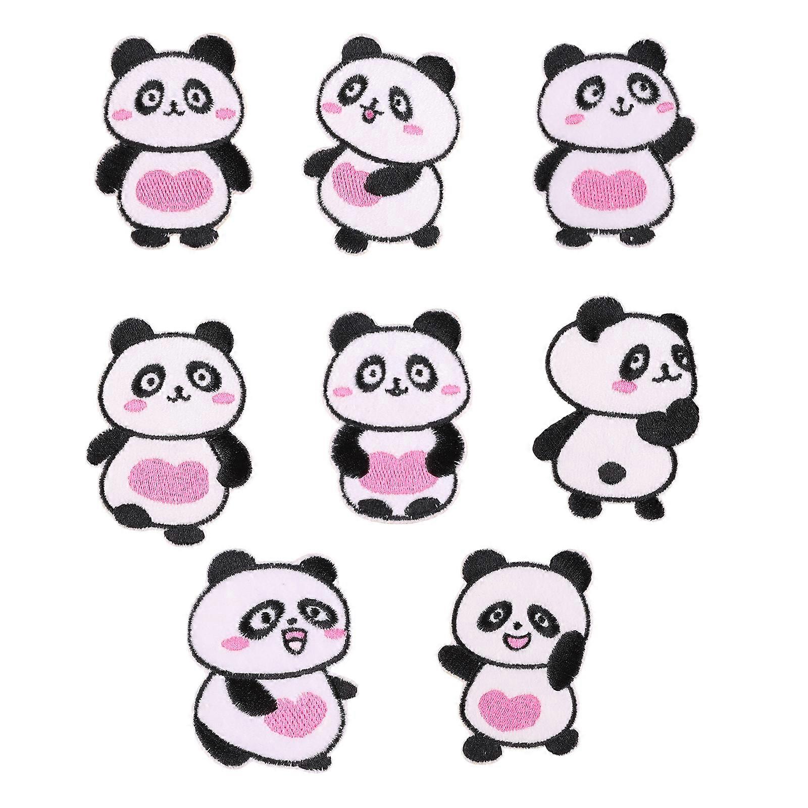 8 Pcs Embroidered Patches Cartoon Panda Sewing Patches Iron On Patches Applique Patches Sew On Patches for Clothes Bag