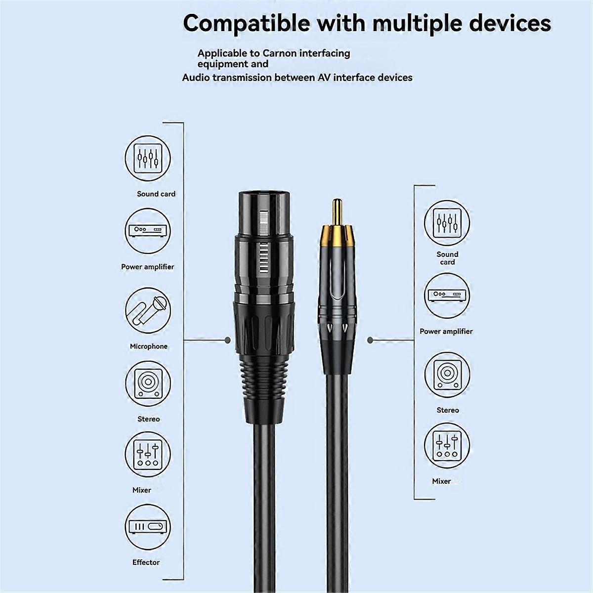 Cable XLR macho a macho, cable con conector chapado en oro, 5 m