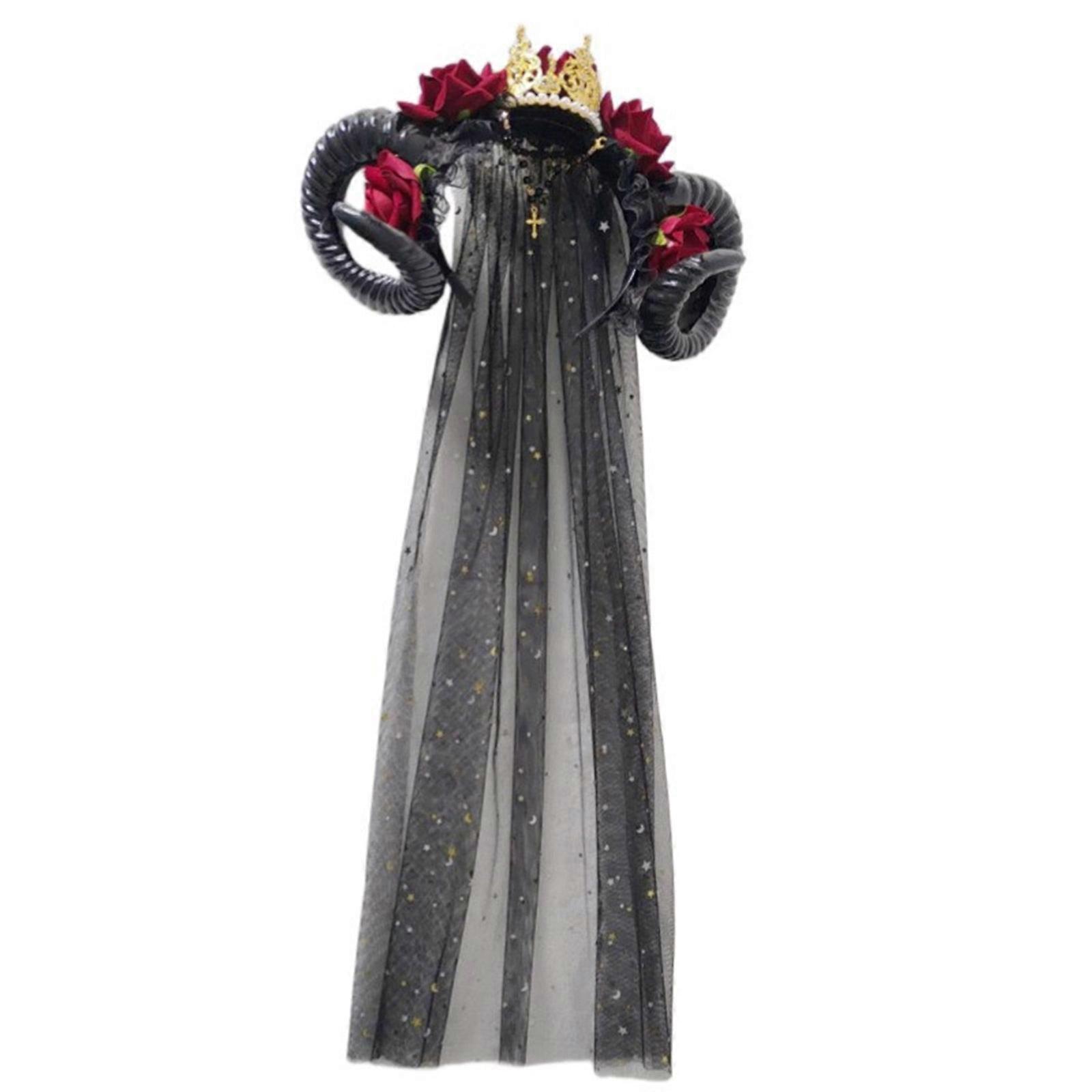 Halloween Hairhoop for Masquerades Devil Horn Hairband Women Men Theme Party Dressingup Headband Costume Accessory