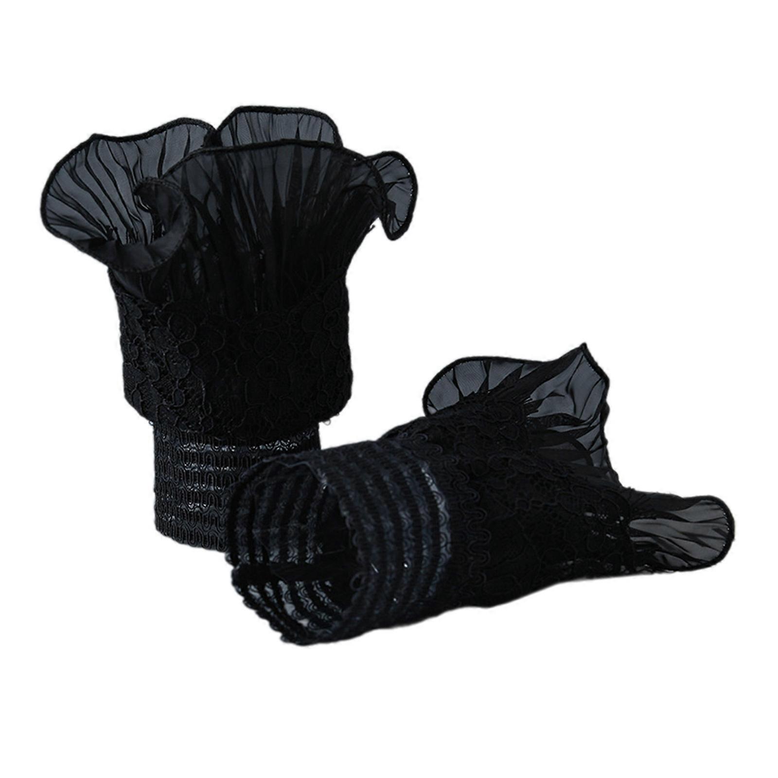 偽の袖、手首の袖口、花のレースの袖口、取り外し可能なリストバンド、手首の手袋、フェイクカフス、スカート、セーター、手首の装飾、ブラック