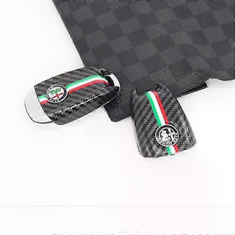 車のキーカバー交換用キーケース アルファロメオジュリアステルヴィオトナーレカーボンファイバースタイルSZRH A-Fと互換性があります