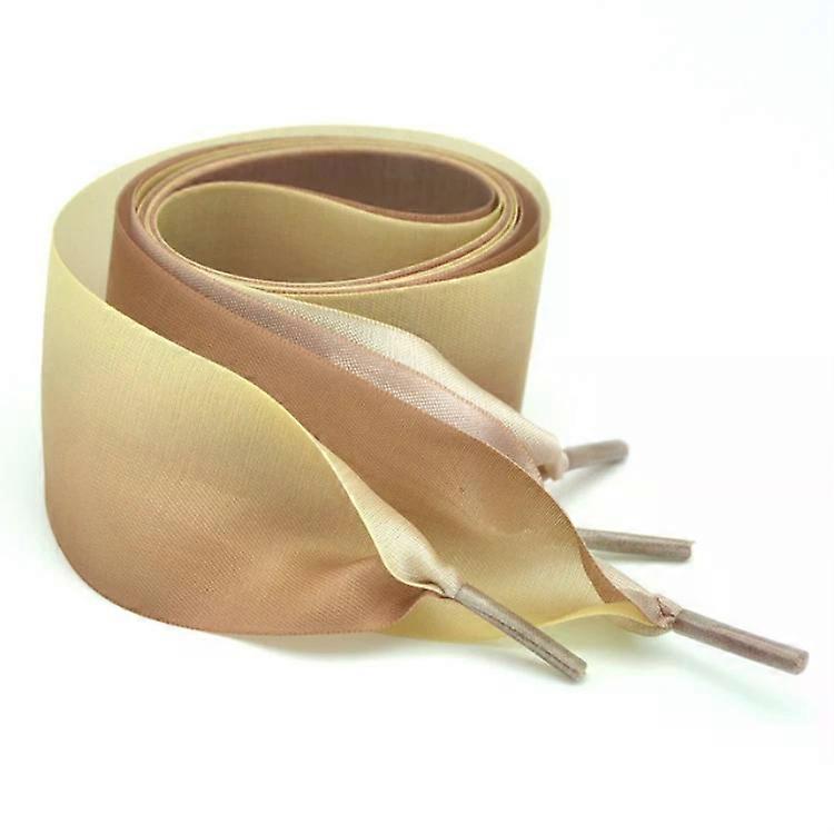 Gradient Satin Silk Ribbon Shoelaces-4cm Width,150cm Length,Yellow Brown Yellow Brown,150cm