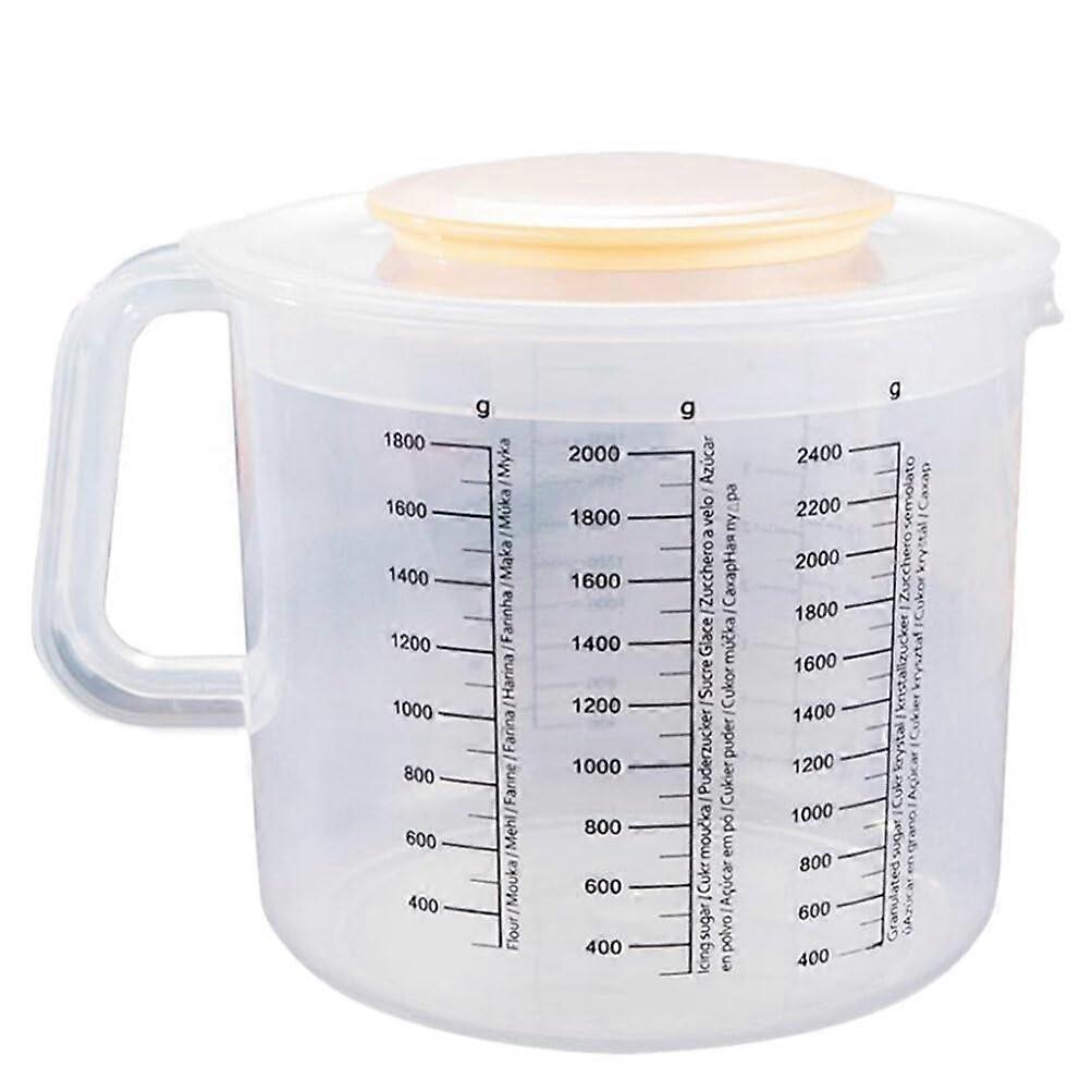 Graduated Plastic Household Measuring Cup With Lid Scale Marking for Cooking Baking 2.5l
