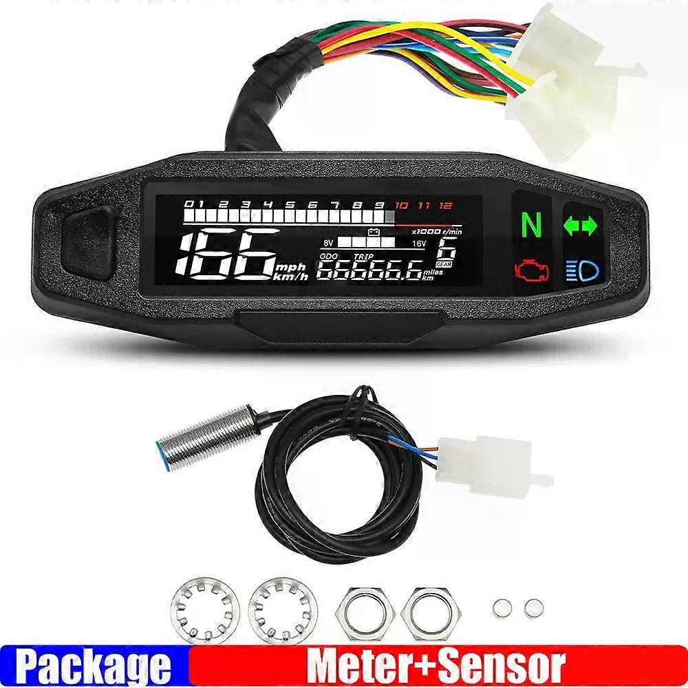 Universal Motorrad Tachometer Digitales Instrument LED Drehzahlmesser Motor Dashboard Instrument Panel Meter LCD Display Sensor