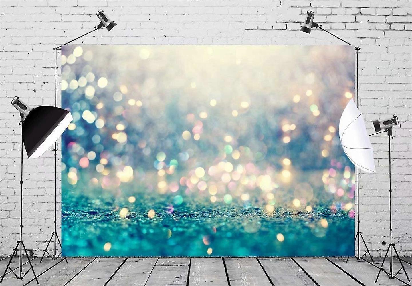 10x6.5FT Fabric Shimmering Bokeh Background, Teal Photo Backdrop for Photography Studio and Events