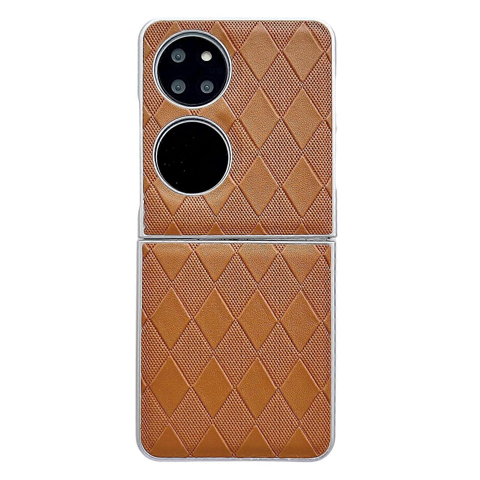 Pearlescent Paint Diamond Shaped Checkered Leather Phone Case