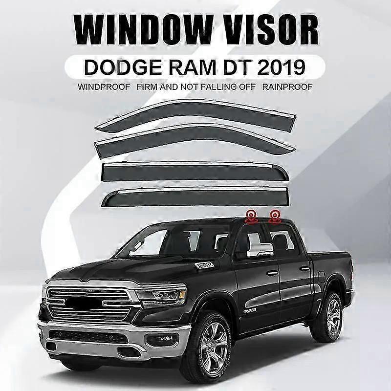 Ισχύει για γείσο πόρτας για Dodge Ram 1500 DT Mk5 2019-2022 Γείσο παραθύρου αυτοκινήτου Εξαερισμός Ανεμοθραύστες Γείσα Προστατευτικό βροχής Αποχρώσεις Γείσο
