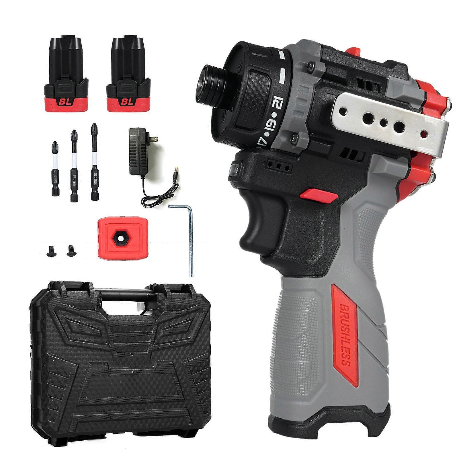 16.8V Brushless Power Hammer 45Nm 1600RPM Lithium Screwdriver Tool Kit Electric Screw Driver with Torsion Adjustable 2 Speed Control for Wood PVC ABS