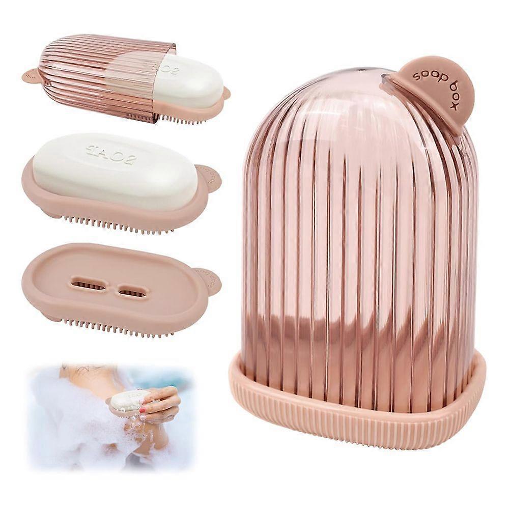 Soap dish with drip tray, pink, 1 piece