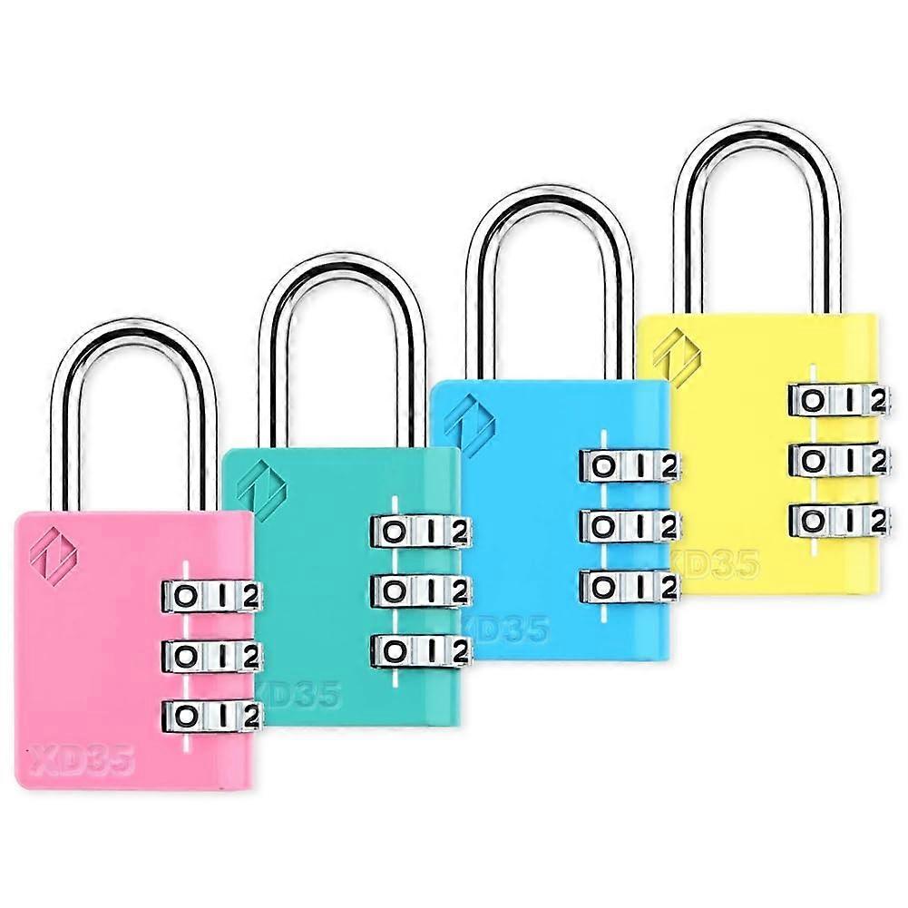 XD35 Combination Lock, 3Digit Padlock for Gym School Sports Locker, Fence, Toolbox (4Pack)